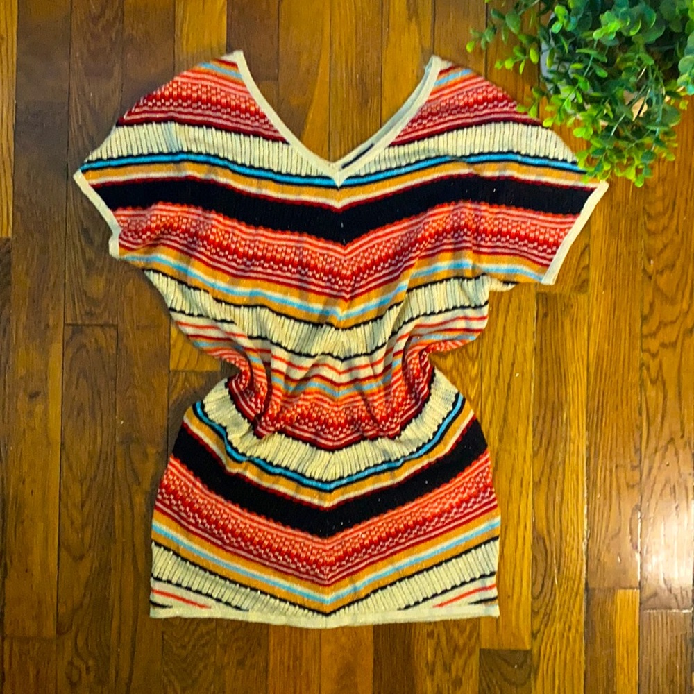 Venus Striped Dolman Knit Top Metallic XS
